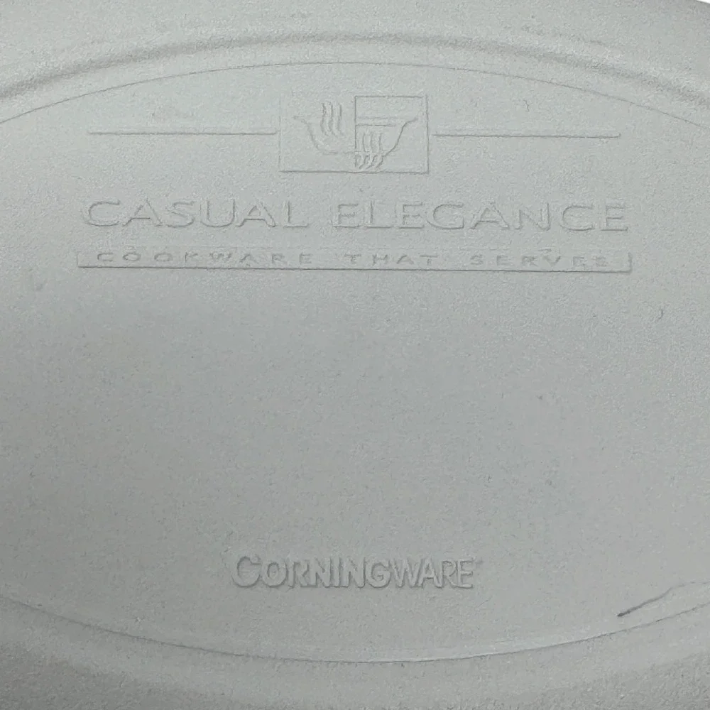 Vintage CorningWare Casual Elegance White Oval Serving Dish with Lid 10 Inch